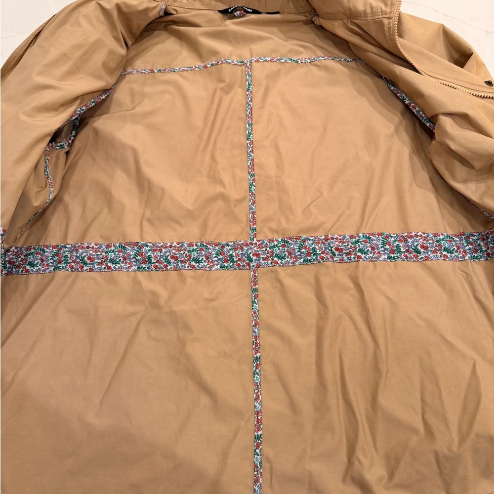 Lands' End Tan Hooded Jacket with Floral Trim - Picture 5 of 6